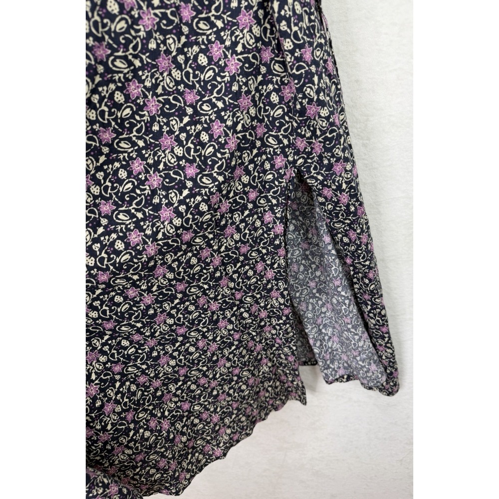 Marine Layer Purple Floral Emlyn Midi Wrap Dress Size XL Hemp Blend - Picture 4 of 11